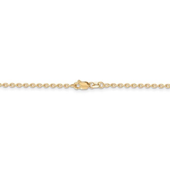 2mm, 14k Yellow Gold Solid Link Cable Chain Necklace, 18 Inch - Picture 4 of 8